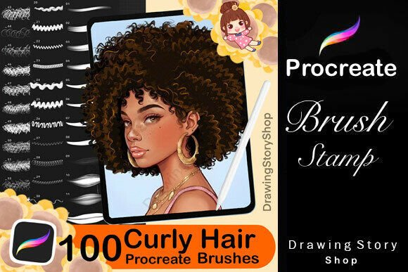 Download 100 Procreate Hair Curly Brushes - Brush Collection