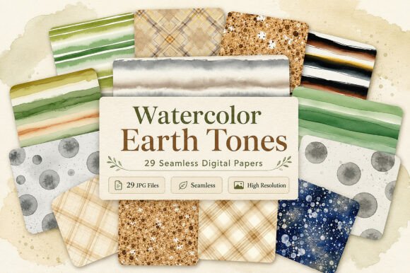 Download Watercolor Earth Tones Digital Paper - Premium Resources