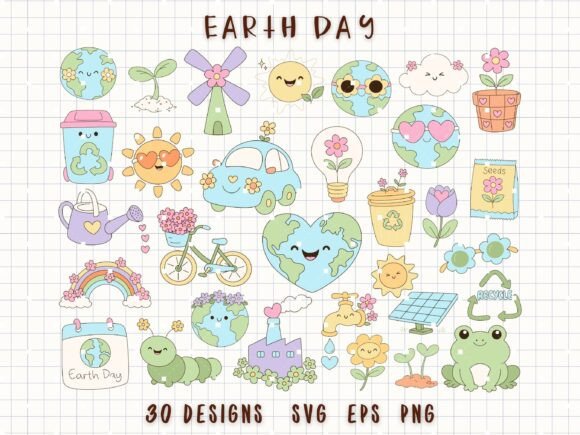 Download Earth Day Clipart Cute Eco Planet SVG - Earth Collection